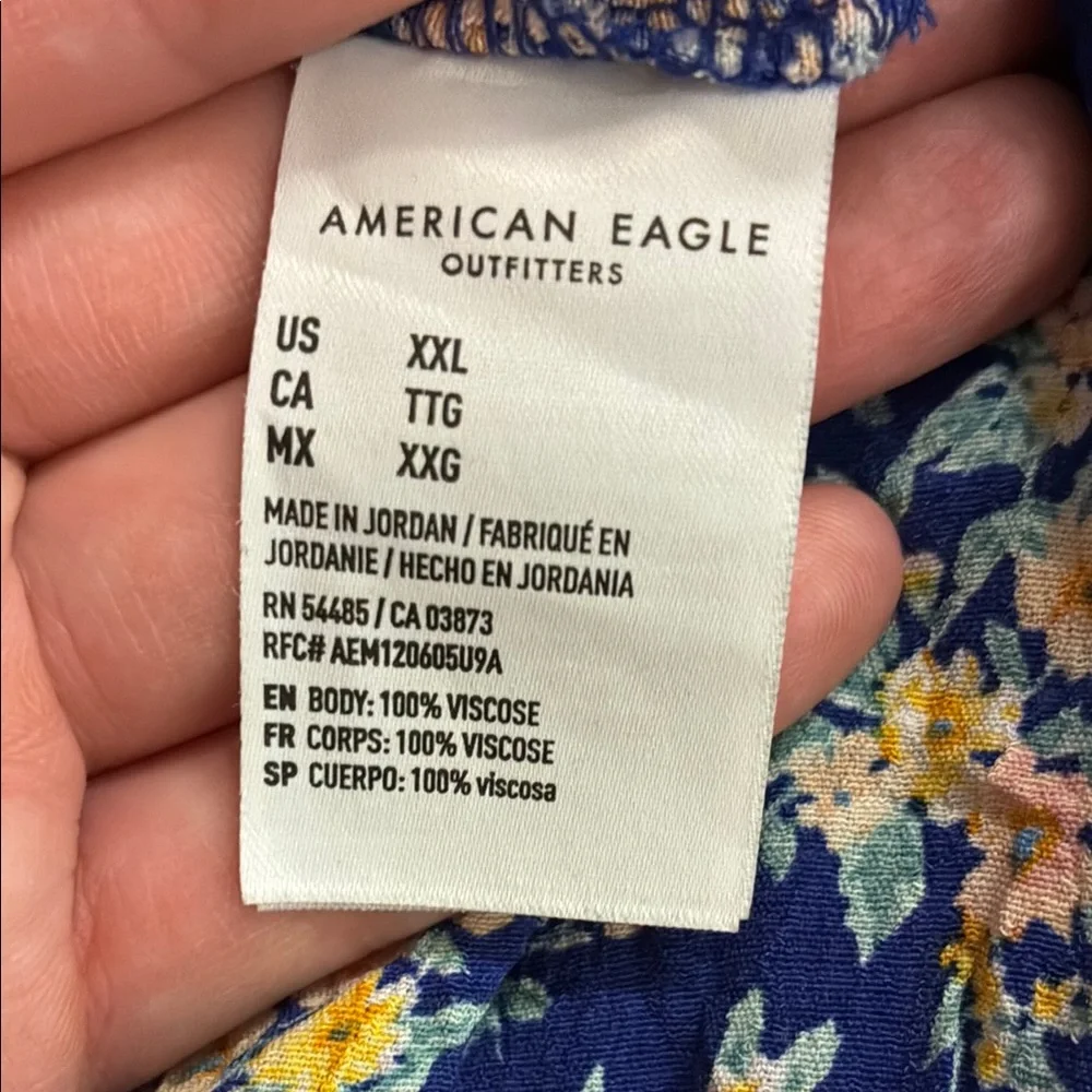American Eagle Outfitters Blue and Yellow High Waist Floral Shorts 2XL XXL - Picture 3 of 4